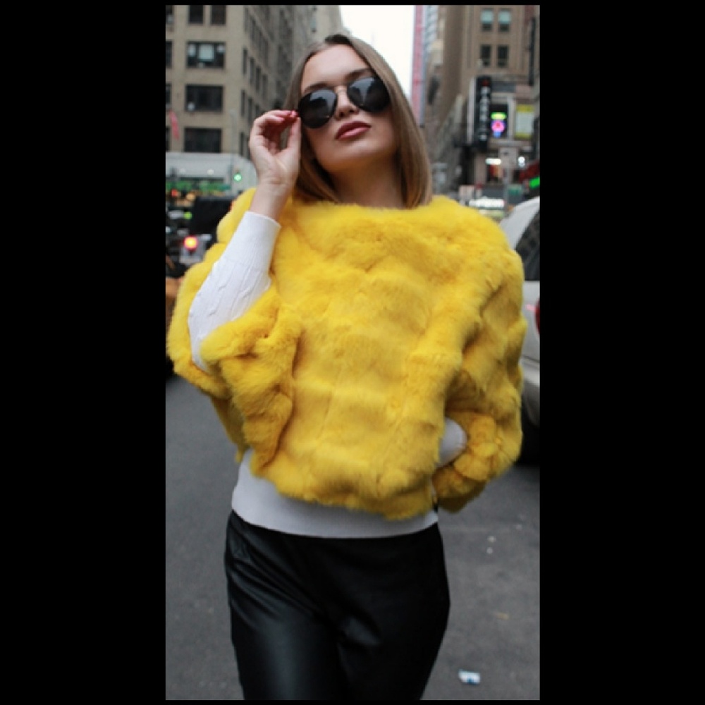 Yellow Rabbit Fur Capelet